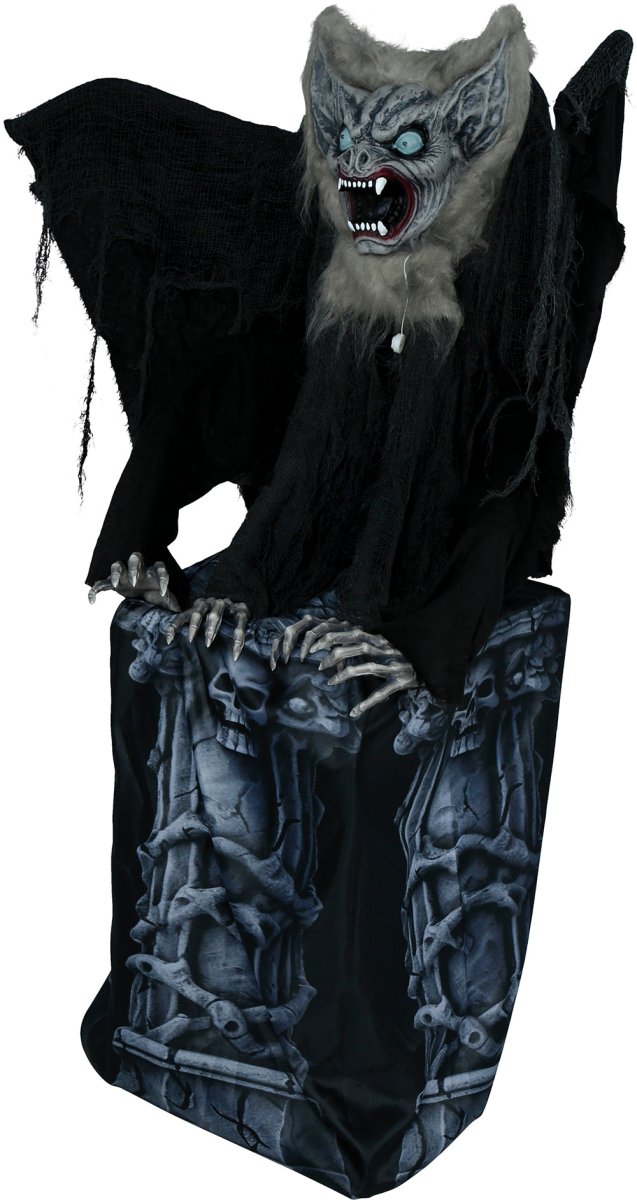 Halloween Decoratie Vleermuis Op Steen Beweegbaar Met Licht En Geluid 1,5m