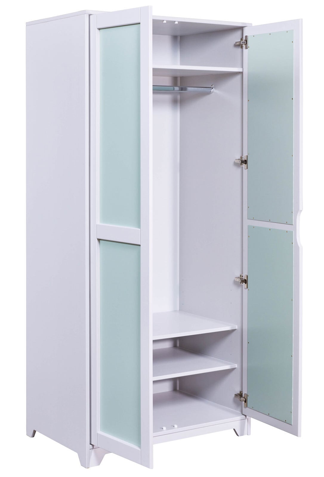 Drehtürenschrank KILIAN 92 x 205 cm weiß/ pastellgrün