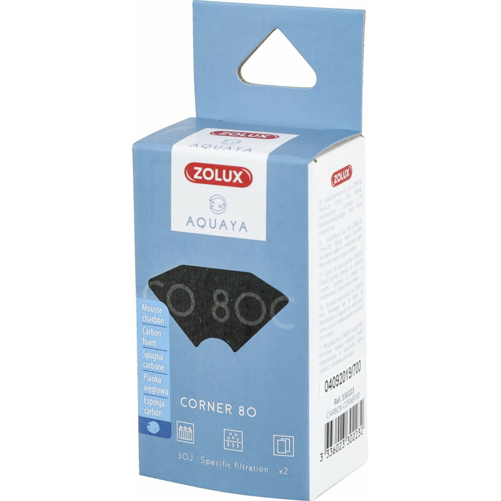 Filtre pour pompe corner 80, filtre co 80 c mousse charbon x 2. Pour aquari