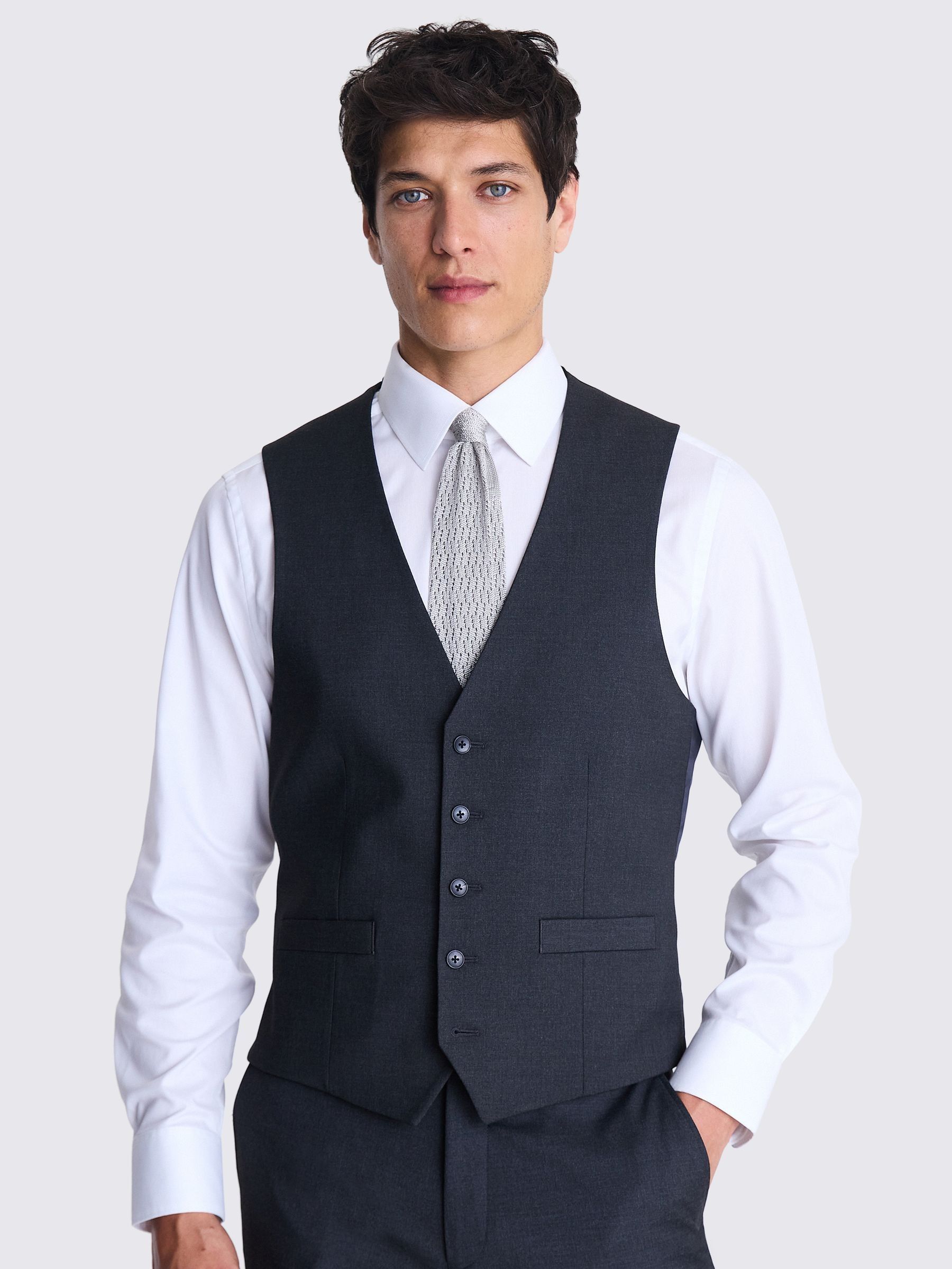 Antraciet - MOSS Tailored Fit Stretch Waistcoat