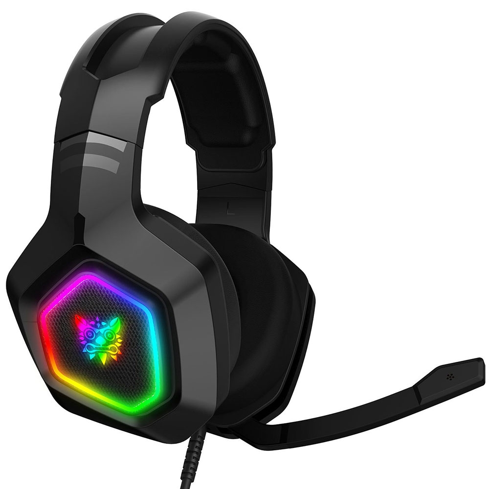 K10 Gaming USB Kopfhörer Over-Ear LED Stereo Headset mit Mikrofon   3.5mm Klinken - Schwarz (Design II)