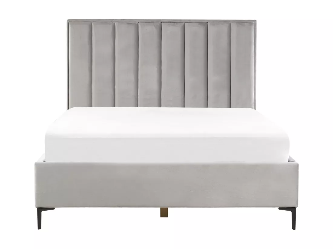 Ensemble de chambre Velours SEZANNE 160 x 200 cm Gris clair