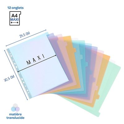 Viquel Propysoft - Intercalaire 12 positions - A4 Maxi - polypropylène coloré