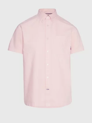 Camisa Oxford de manga curta com tingimento natural