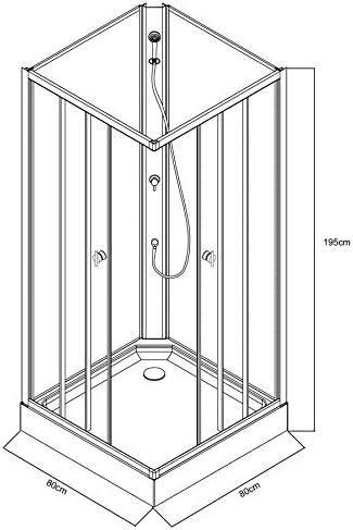 Duschmeister Komplettdusche Fertigdusche Astoria 80 cm, 195 cm hoch Duschkabine Eckdusche Eckeinstieg mit vier Wänden rundum geschlossen komplett Dusche