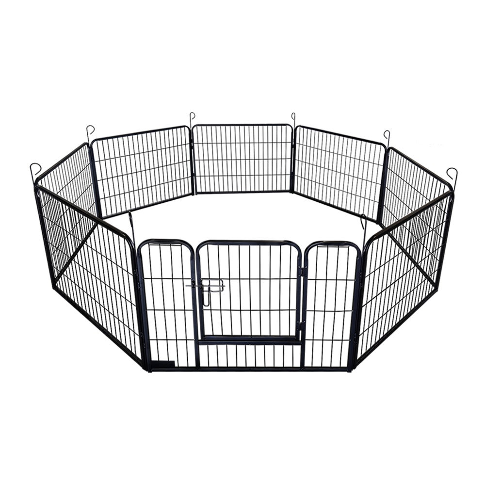 Home Deluxe - Puppy Playpen BARKI - 80 x 60 cm, 8-delige set, kleur: zwart, inclusief deurslot, afgeronde hoeken en randen | Puppy Playground | Puppy Run