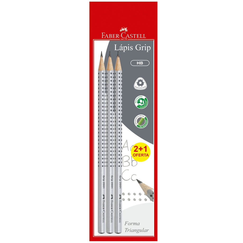 Lápis Triangular HB com Grip 3 unidades Faber Castell
