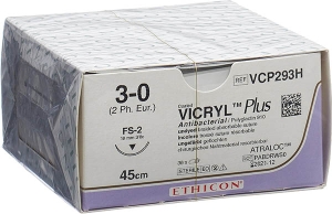 VICRYL PLUS 45cm ungefärbt 3-0 FS-2, 36 Stück