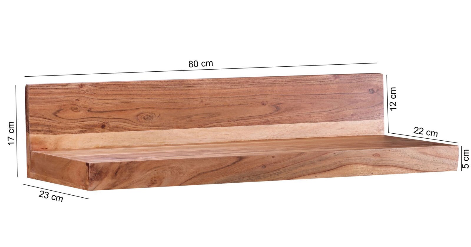 Wandboard Tarma Massivholz Akazie 80 cm