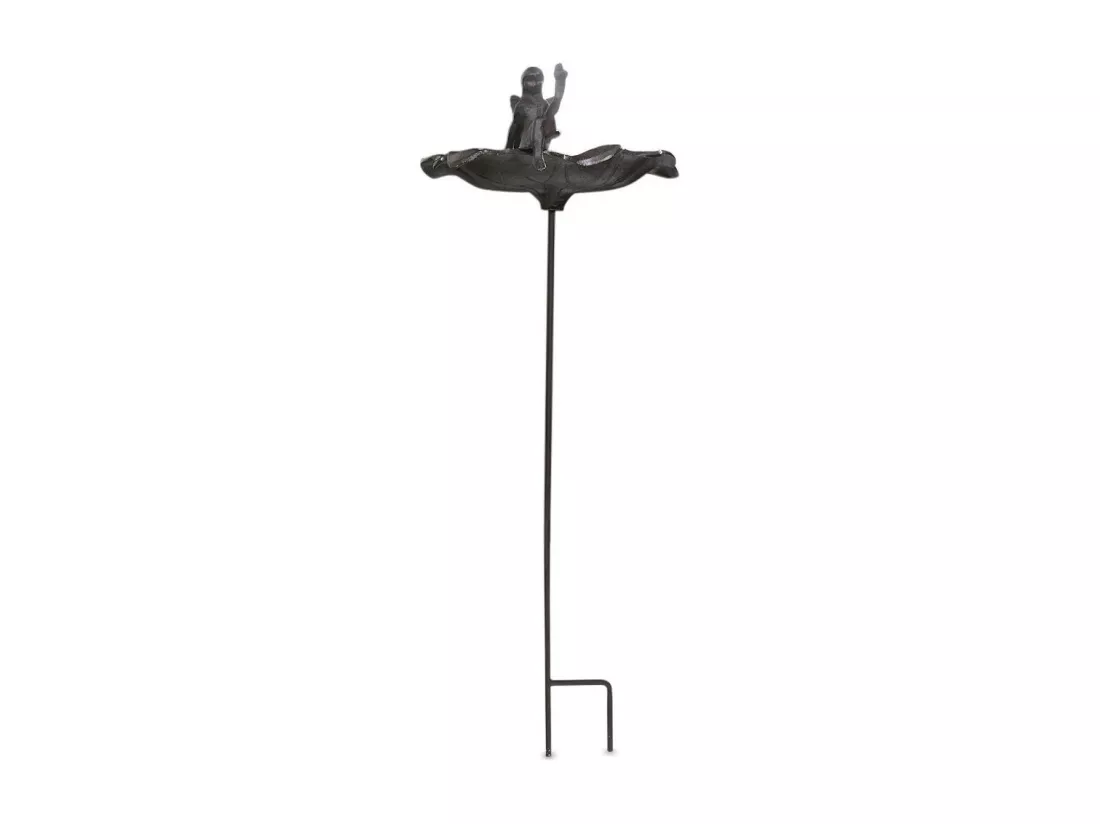 Abreuvoir oiseau ange sur pied fonte Fonte Marron - Décoration d'Autrefois