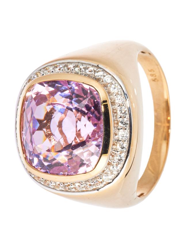 Entourage-Ring, Kunar-Kunzit, Zirkon, 8,60 ct.