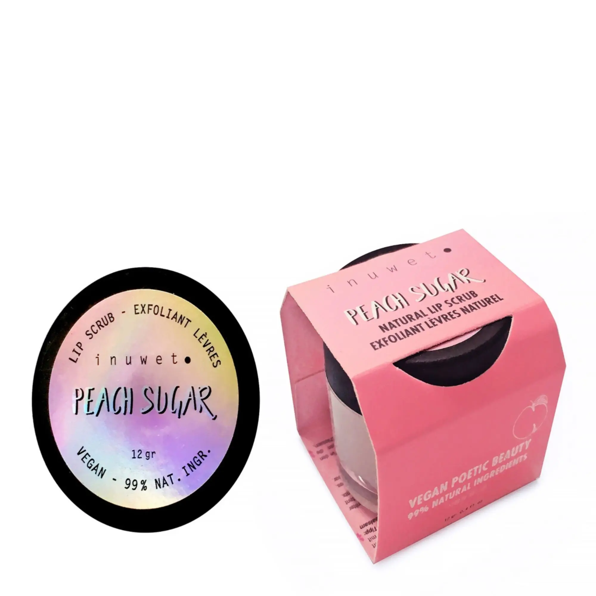 Inuwet - Exfoliant Lèvres - Peach Sugar Gommage Naturel pour les Lèvres à la Pêche- Gommage et peeling