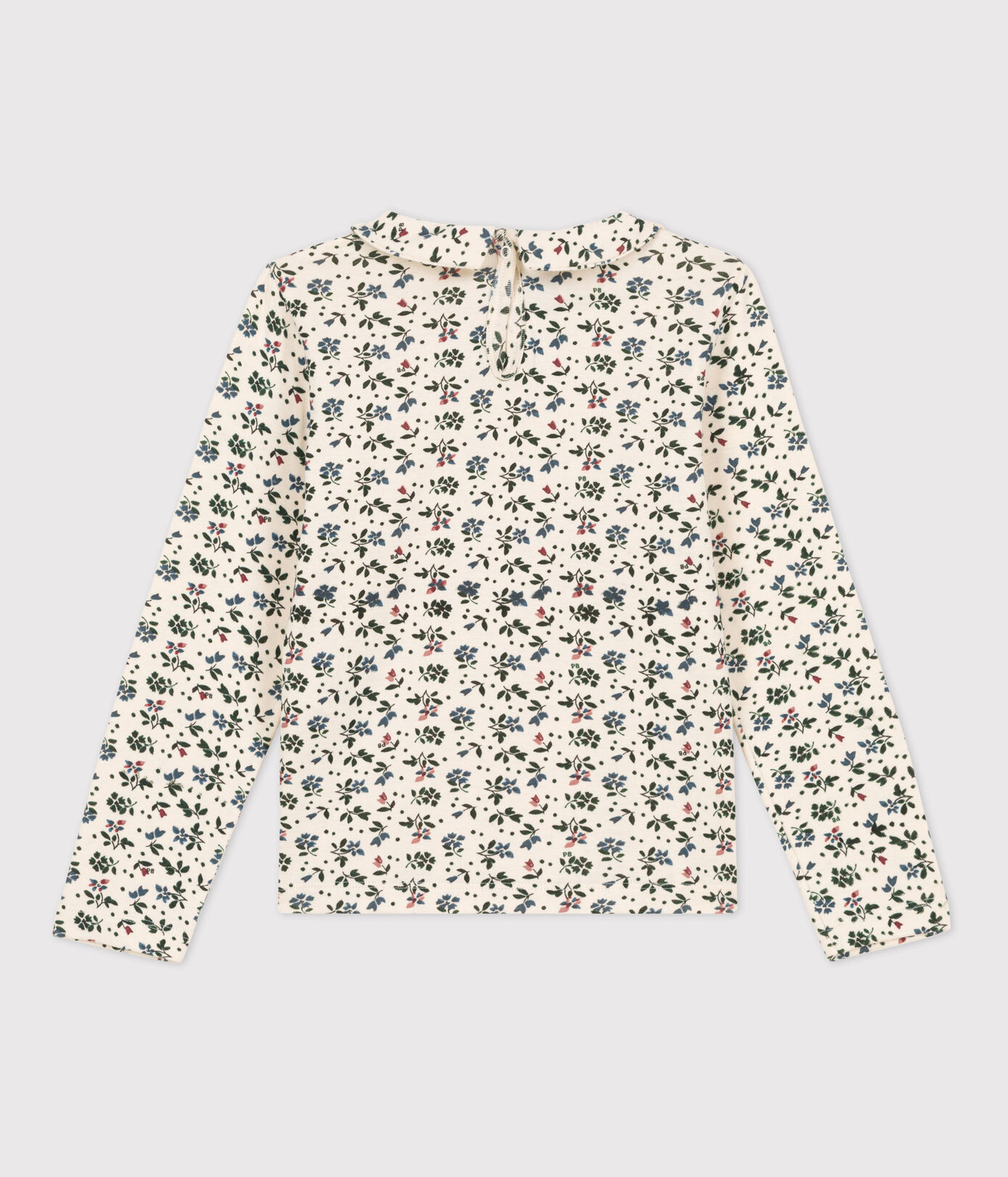 Tee-shirt fleuri à manches longues en coton enfant fille