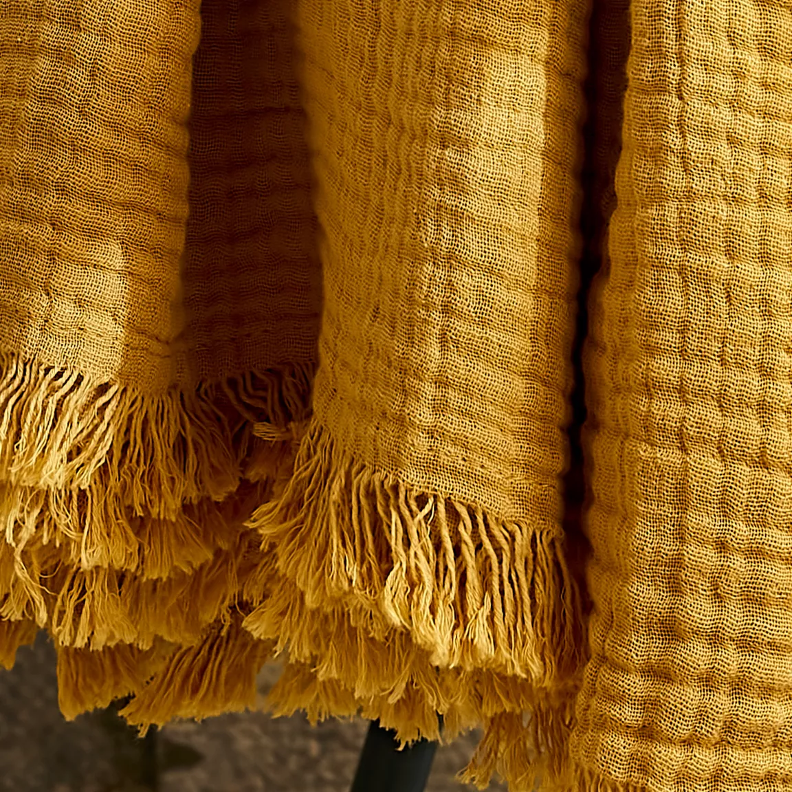 Plaid gaze de coton (130 x 160 cm) Gaïa Jaune safran