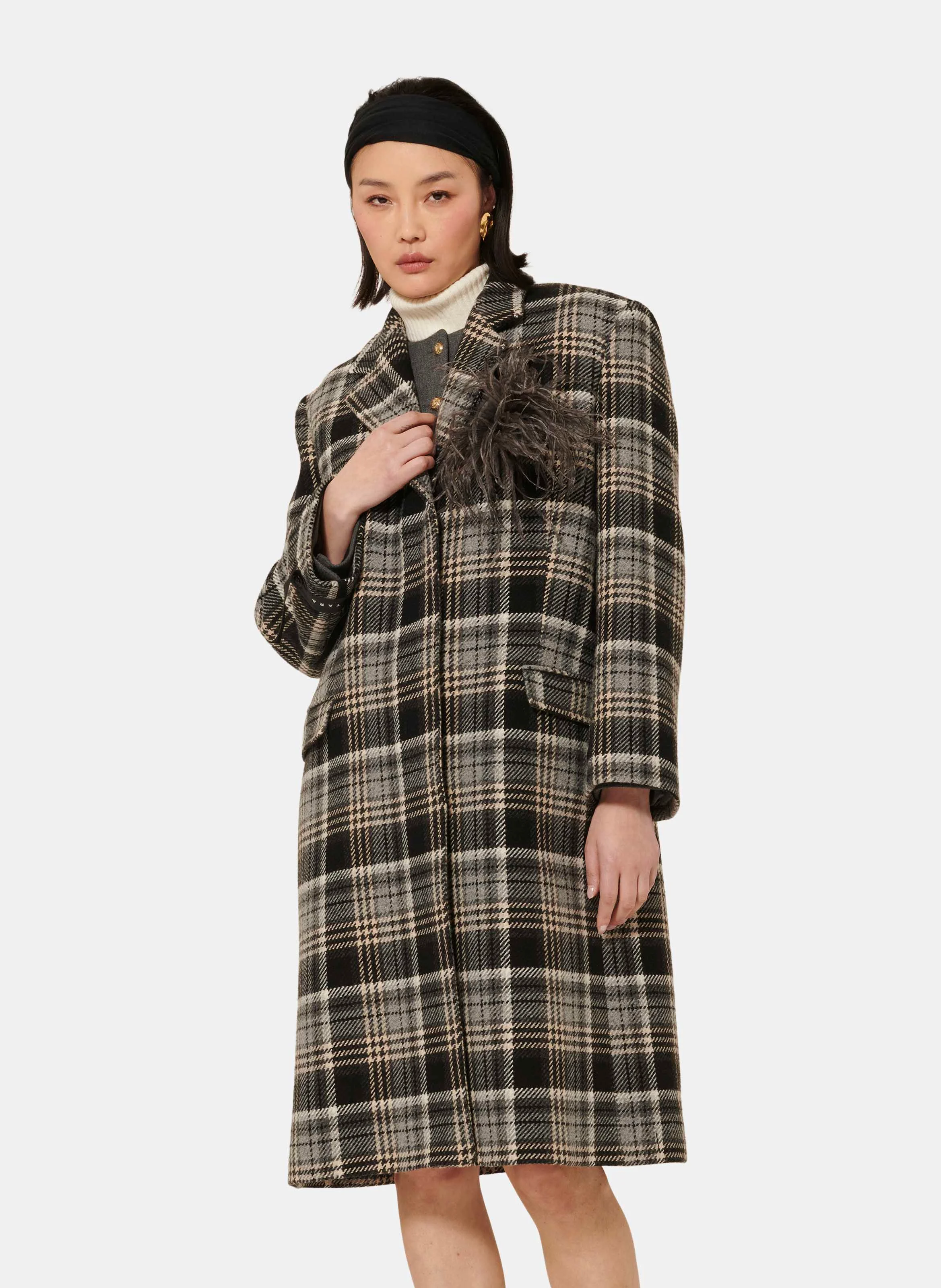 MARCEL - Manteau col tailleur en laine mélangée | Gris