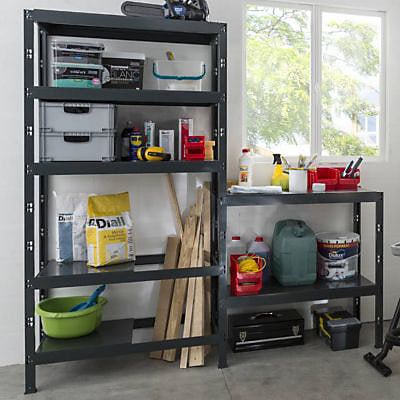 Kit étagère de garage en métal noir 4 tablettes Axiome L. 98 x H. 193 x P. 45 cm