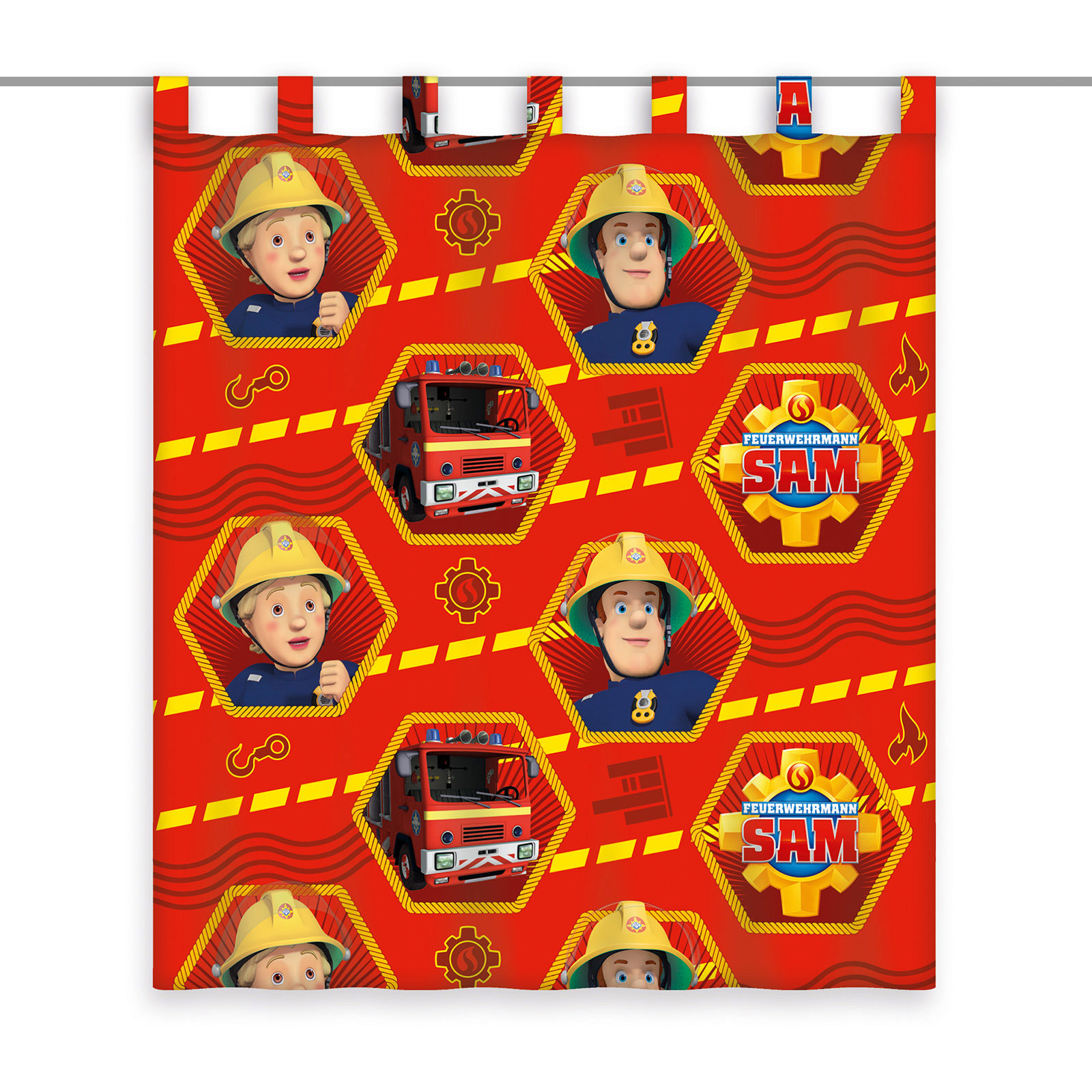 SchlaufenschalFEUERWEHR SAM - rot-gelb - 140x160 cm