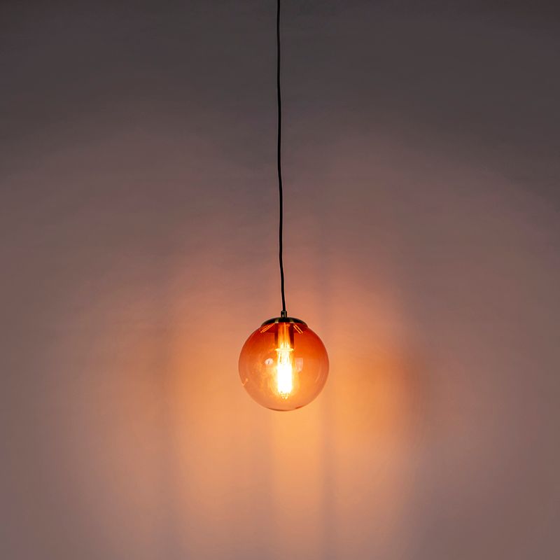 Art deco hanglamp messing met roze glas 20 cm - Pallon