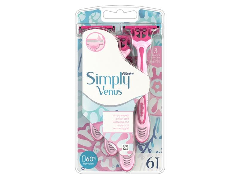 Gillette Venus Einwegrasierer Simply Venus 3 6 Stück Rasierer für Damen