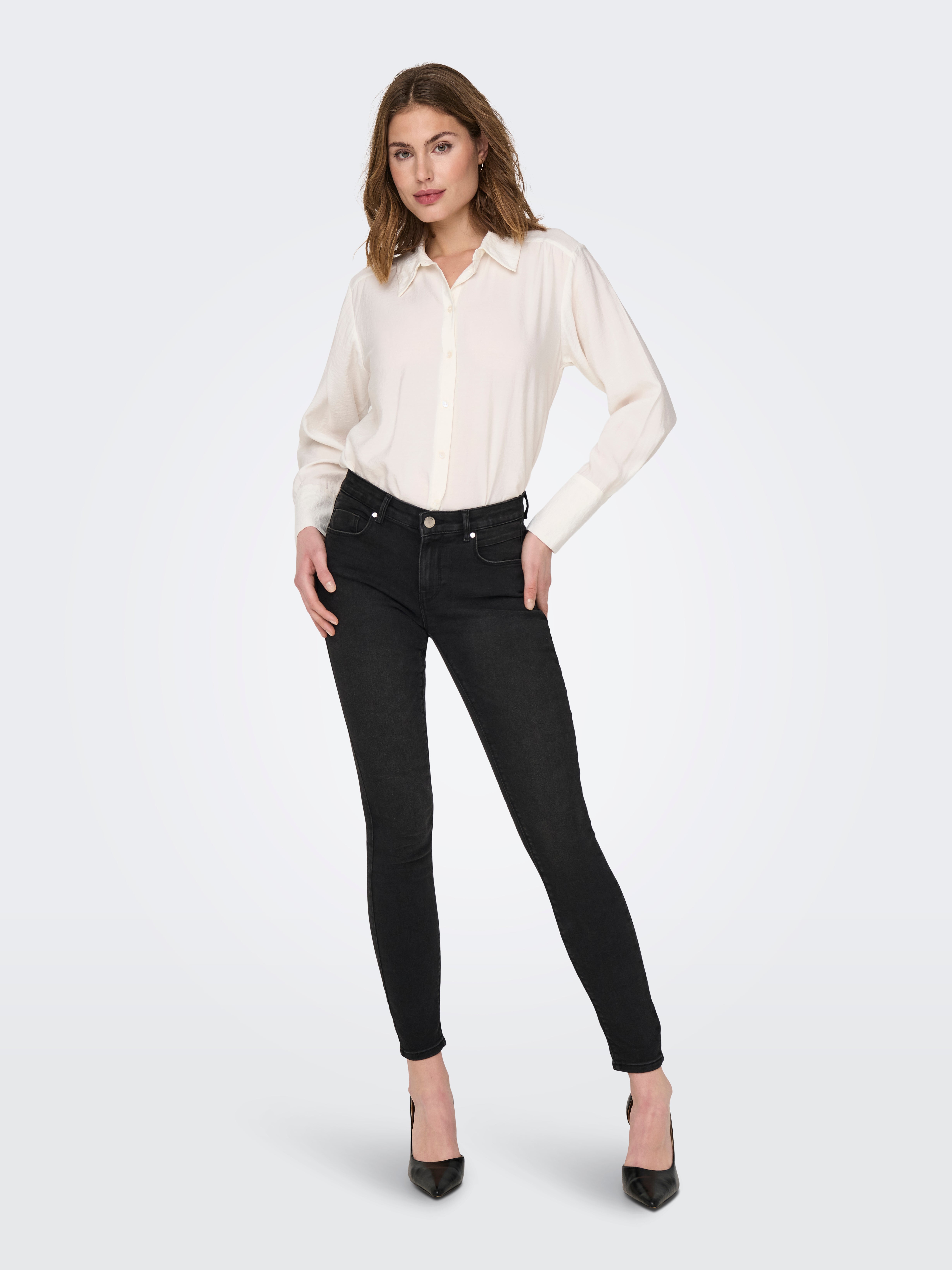 ONLDAISY Mittlere Taille Skinny Fit Jeans Black Denim