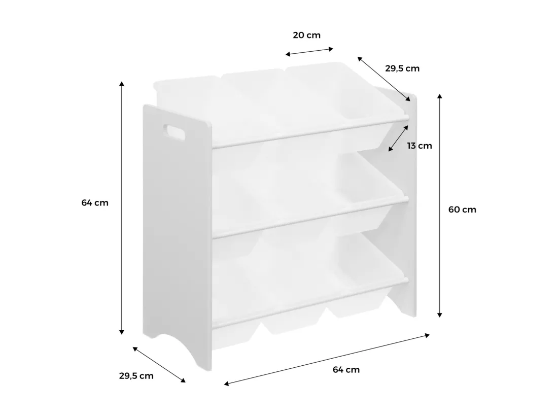 Meuble de rangement pour enfant avec 9 casiers - Tobias - MDF décor bois naturel. 64x29.5x60cm