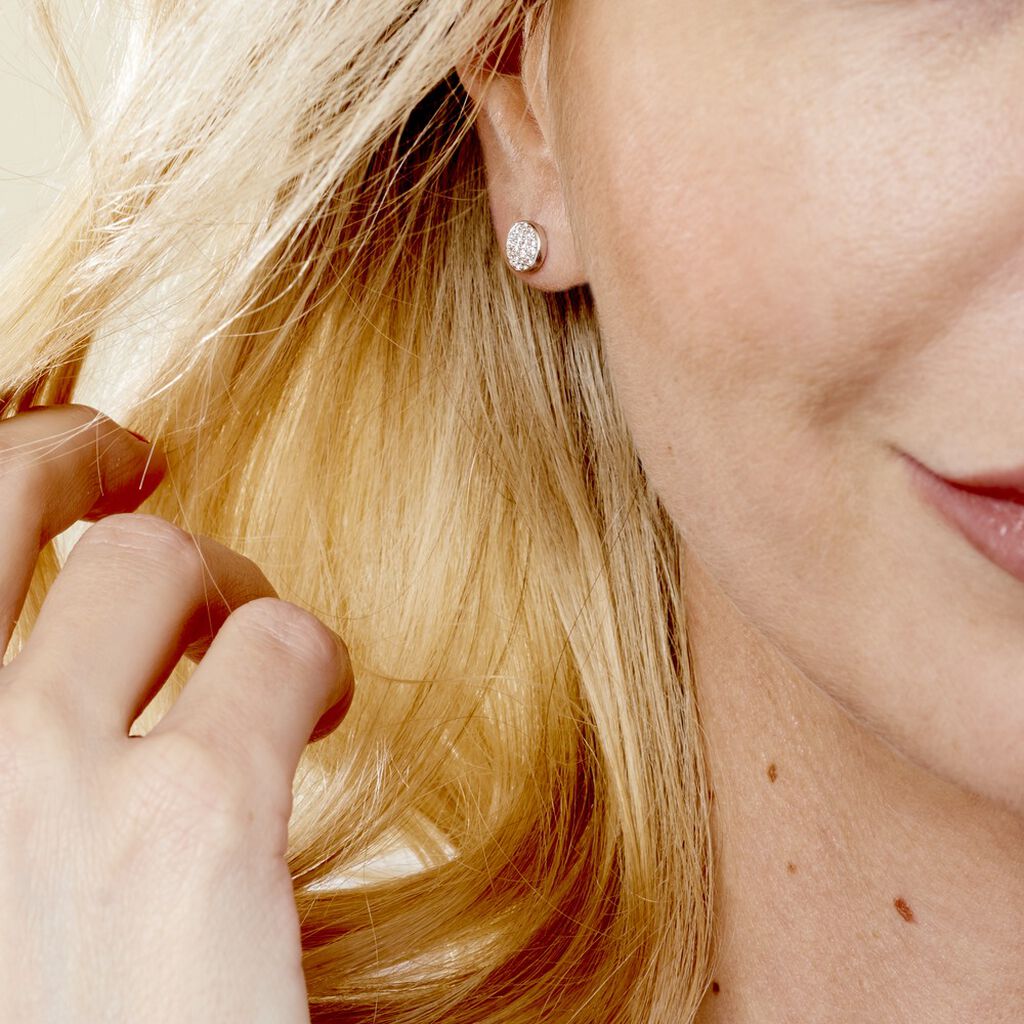 Boucles D'oreilles Puces Argent Blanc Victorin Oxydes De Zirconium
