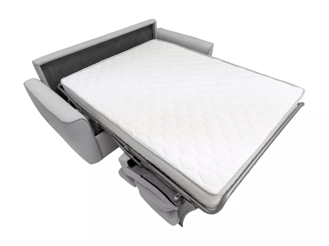 Canapé 3 places convertible express en tissu gris clair - couchage 130 cm - matelas 20 cm FLUTARI