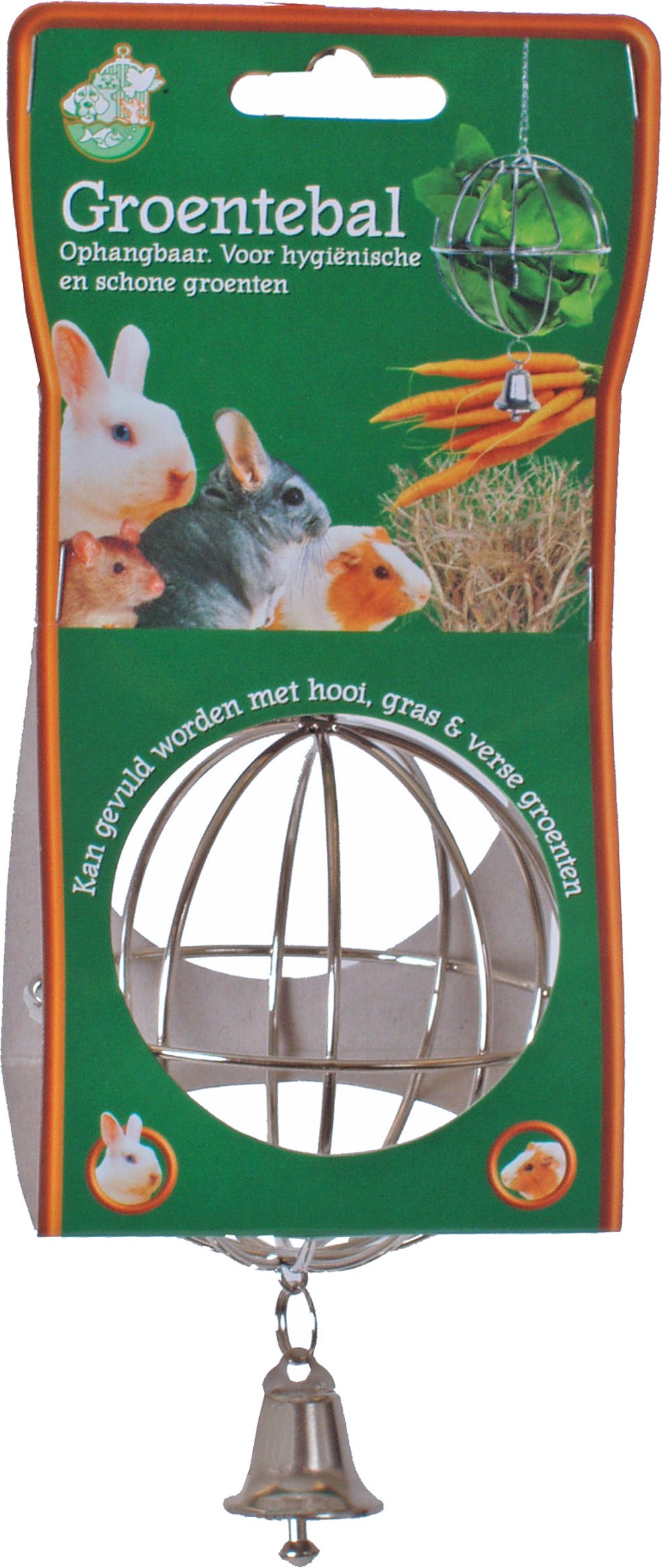 Hooi-/groenvoerbal met bel 8 cm metaal