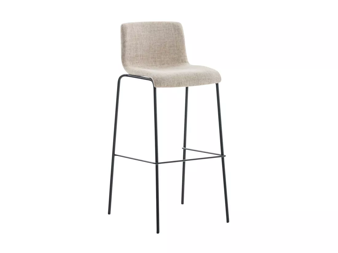 Lot de 2 Tabouret de bar - Tissu & Noir - Crème - Hover