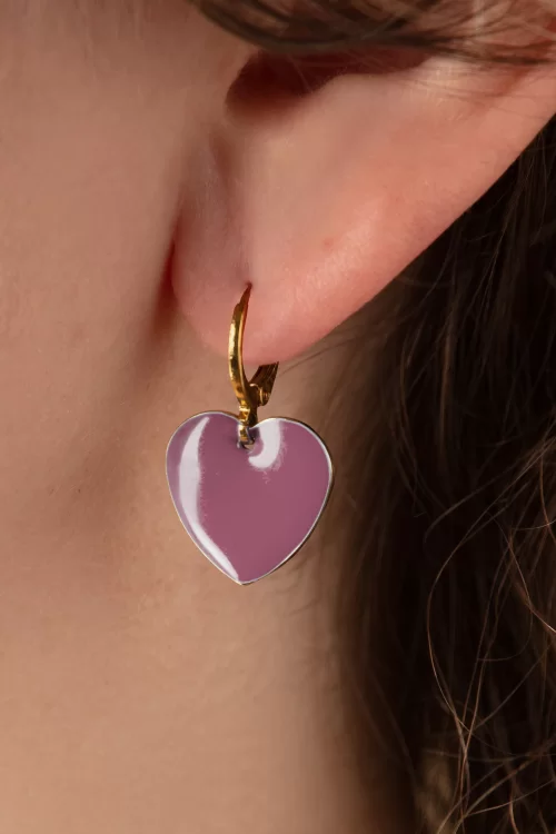 Urban Hippies Heart oorbellen in mauve