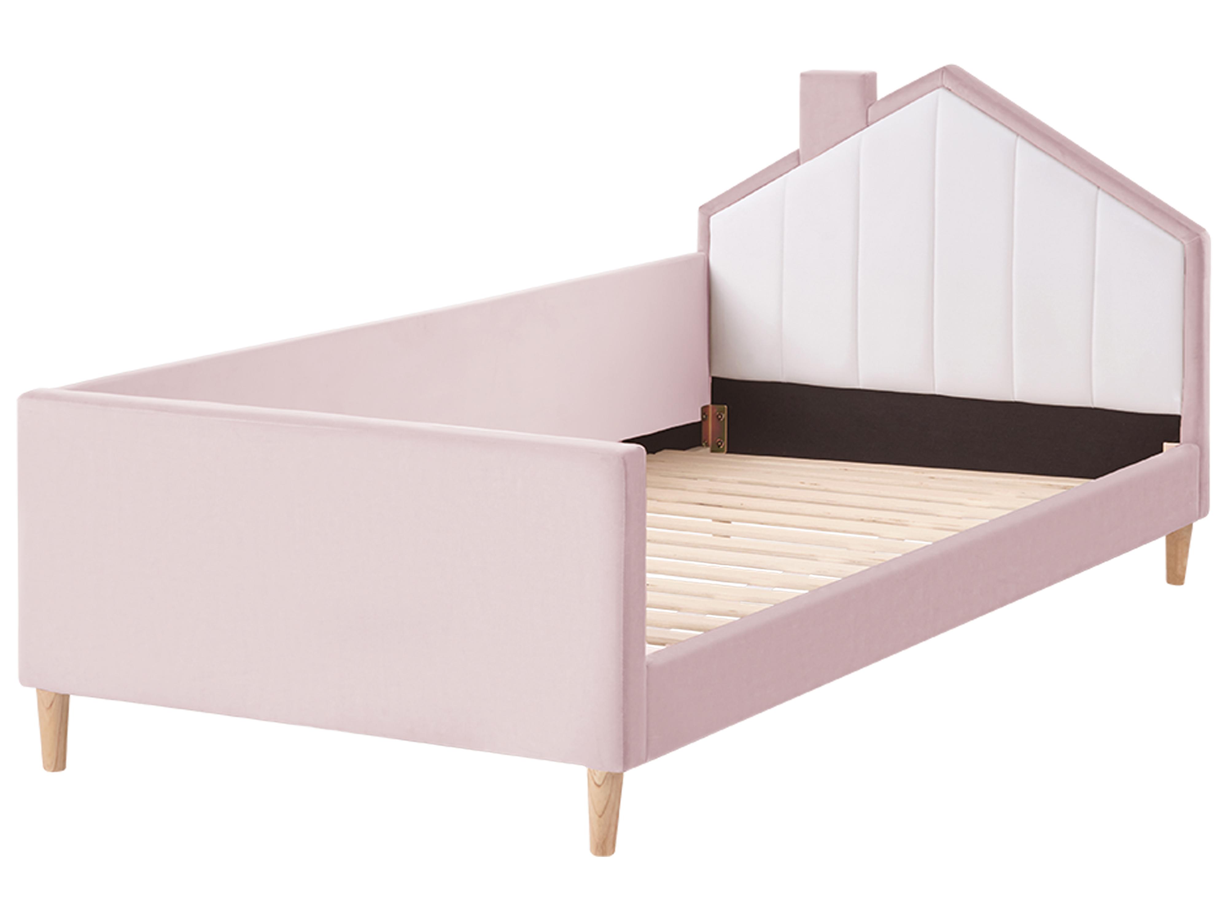 Kinderbed Huis Fluweel KERVAN 90 x 200 cm Roze