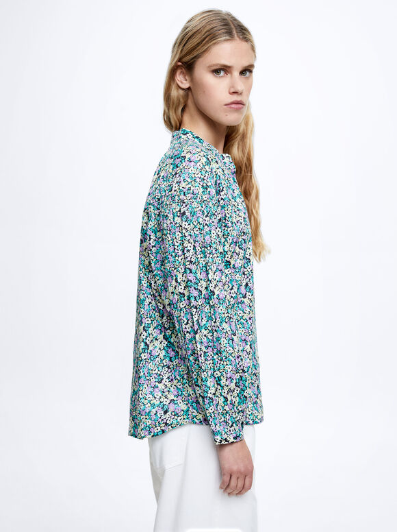 Camisa com estampa floral - Multicolorida