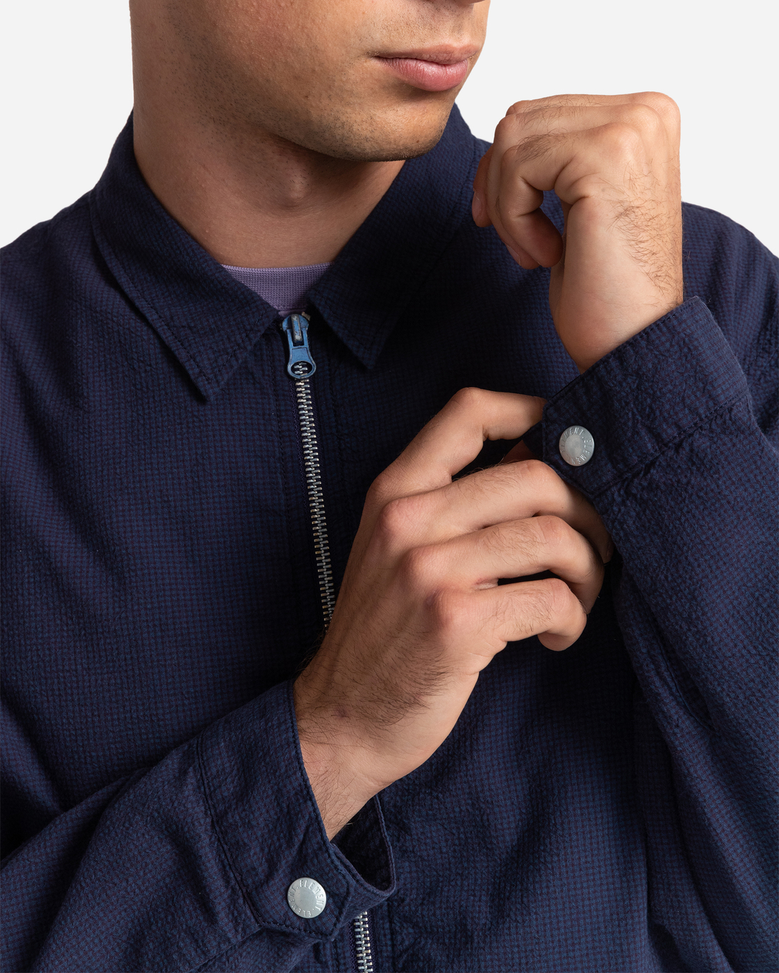 Element Parker Gingham Jacket Blue