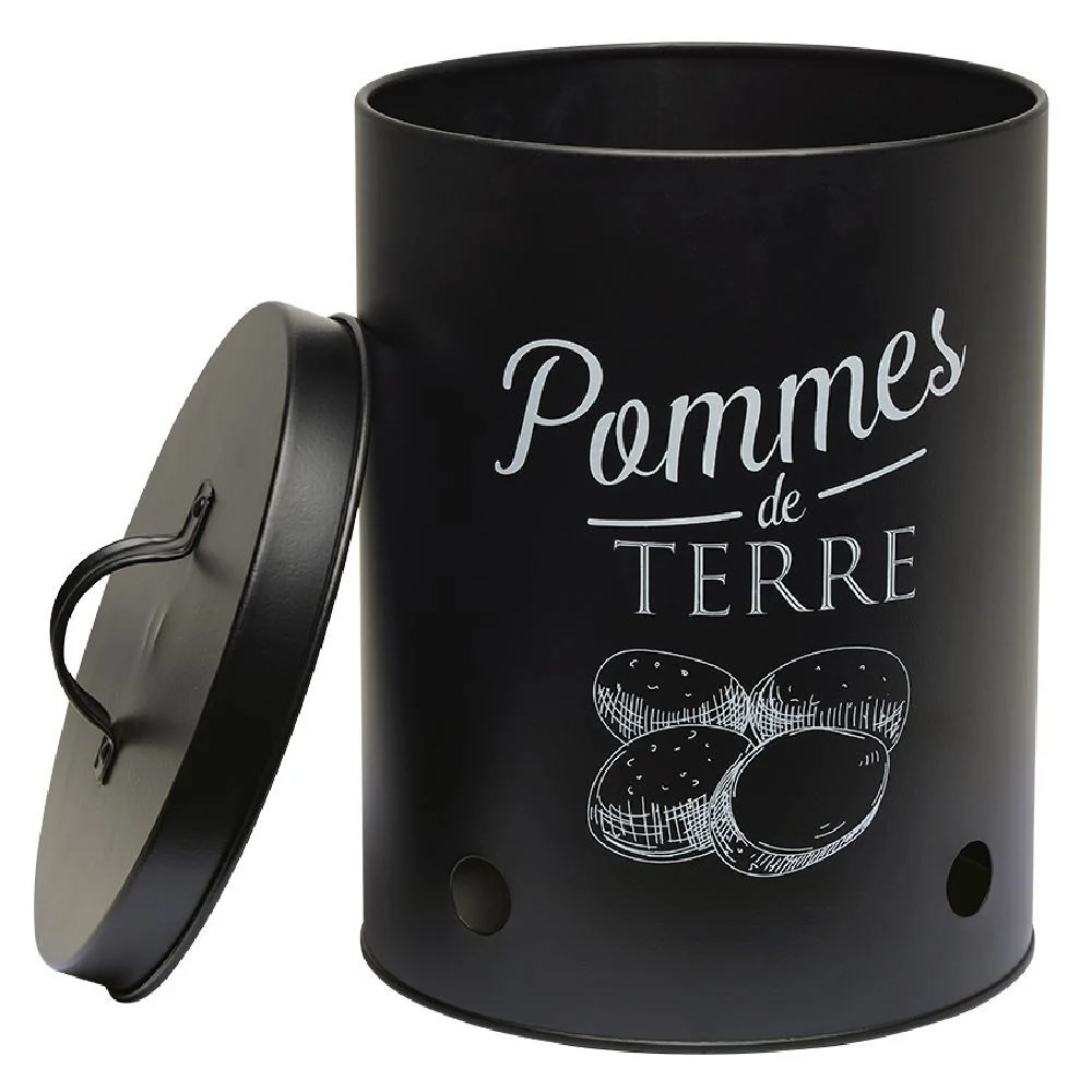 Boîte de conservation métal noir pour pomme de terre