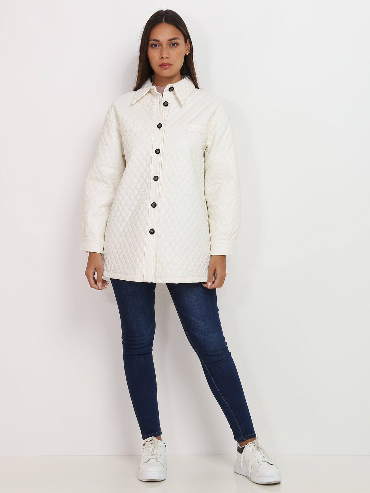 Veste surchemise matelassée- Blanc