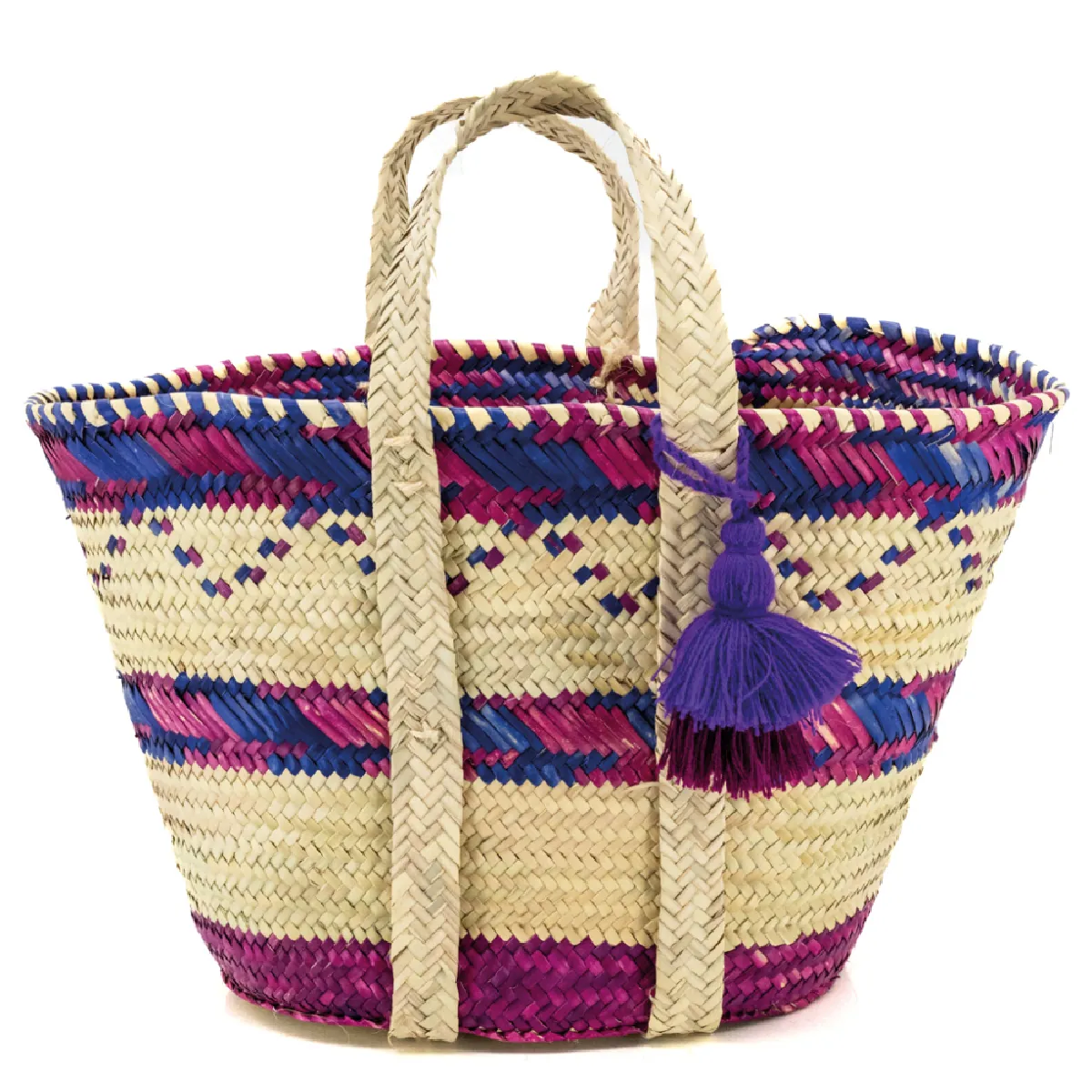 Aubry Gaspard Sac en palmier naturel et coloré