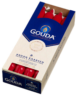 Gouda Kroonkaarsen Robijnrood 240/24 8ST
