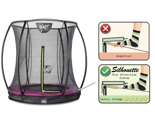 EXIT Silhouette Ground trampoline met veiligheidsnet, Ø 183 cm, roze