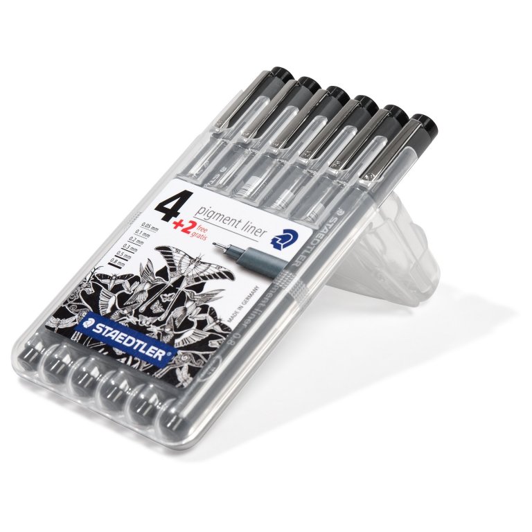 Staedtler Pigment Liner, lichtbeständig, 4+2-Set