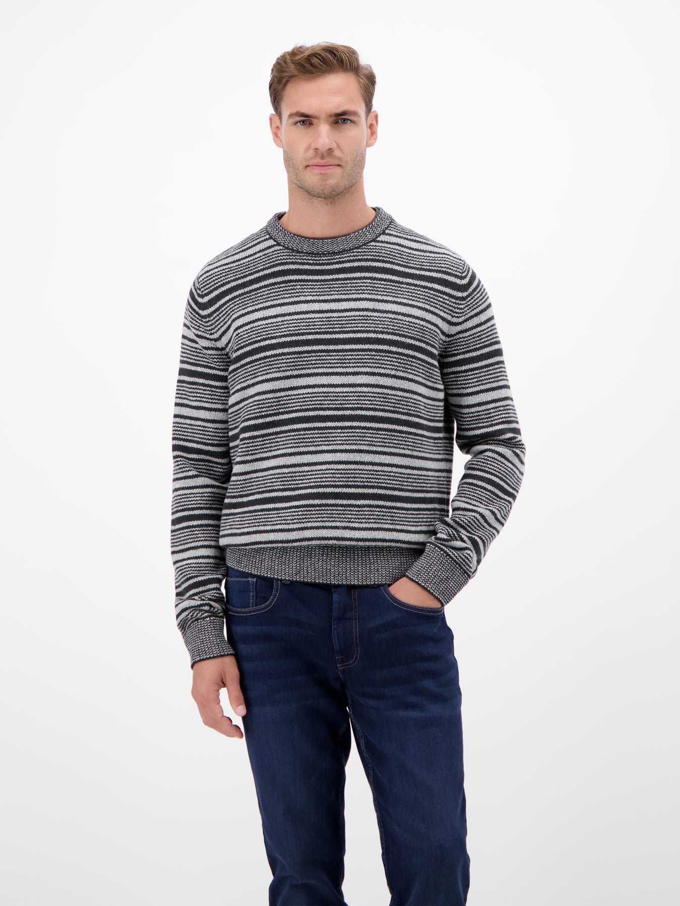 Herren Crewneck-Stricker, gestreift