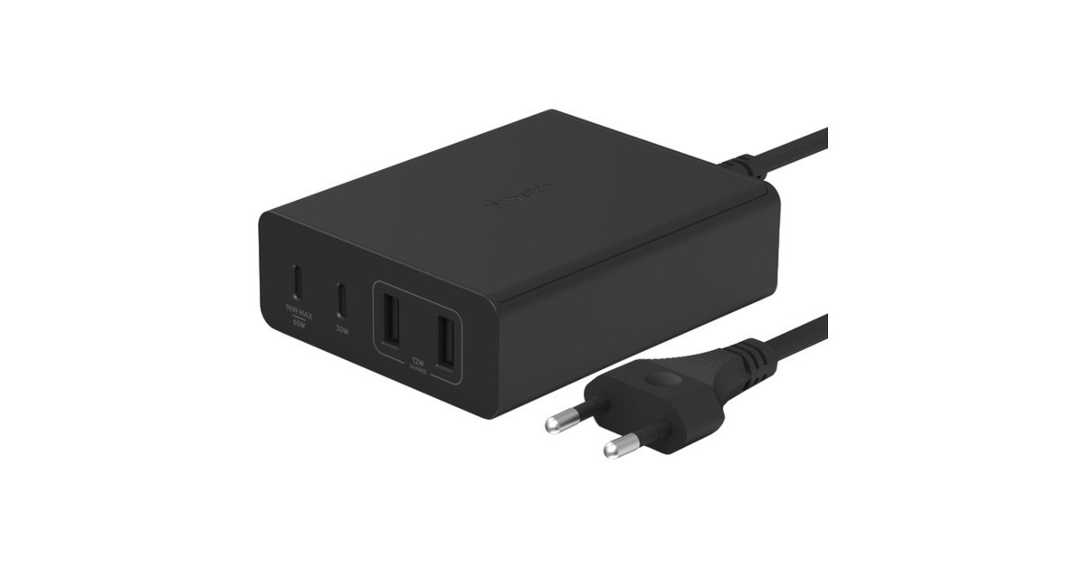 BelkinBoostCharge Pro 4-poorts GaN wandlader  (Zwart, 108W)