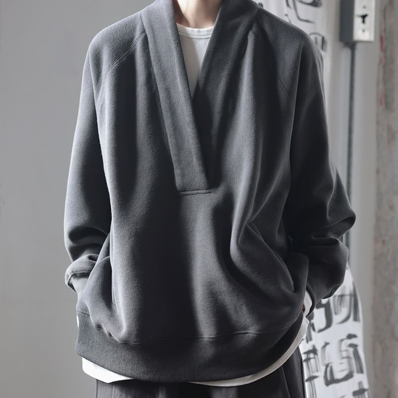 Adotuastic - V-hals effen sweatshirt