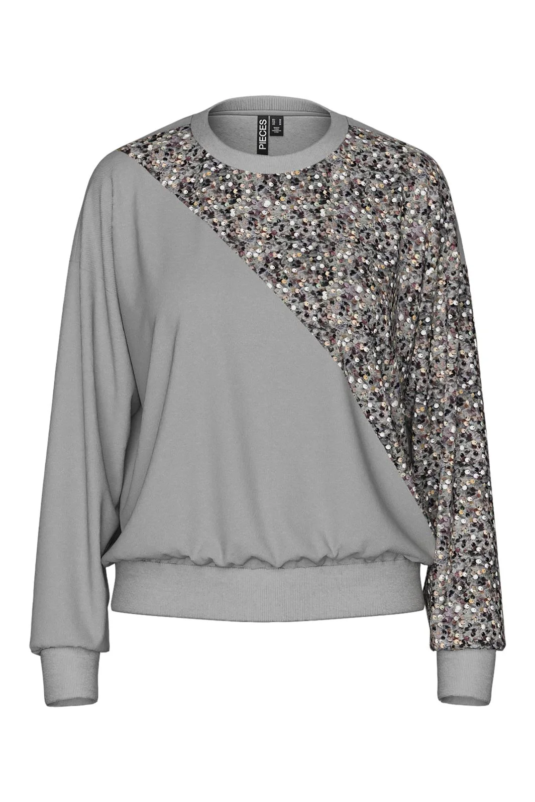 Pieces Pcnancy Ls Sweat 4668641 light grey melange silver sequence
