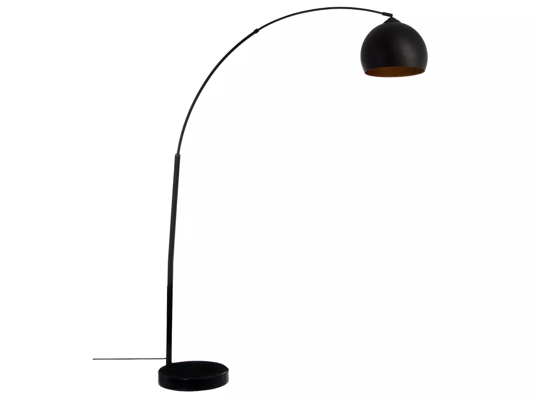 Lampadaire en Métal Noir Abat-Jour intérieur doré-cuivré H 175 cm