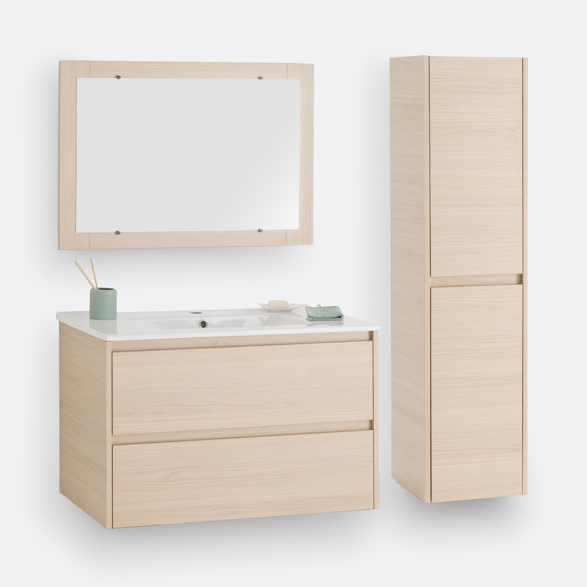 LA REDOUTE INTERIEURS<br>Móvel de parede para lavatório + espelho L80 cm, Nirio