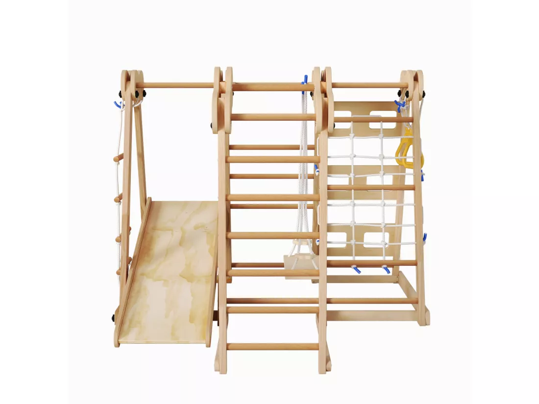 Luge en bois massif, d128cm×h116cm, naturel