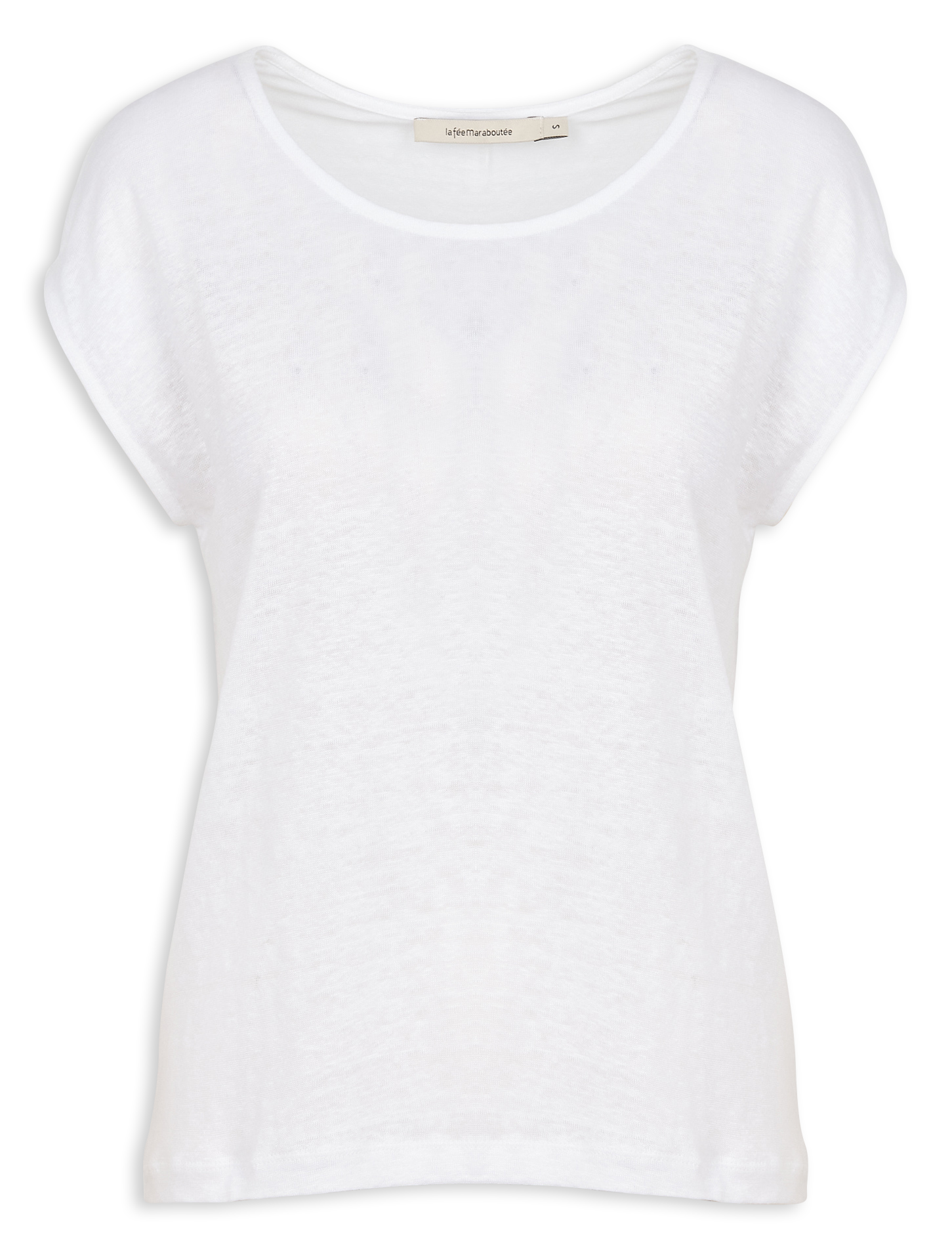 Tee-shirt droit chiné en lin | Blanc