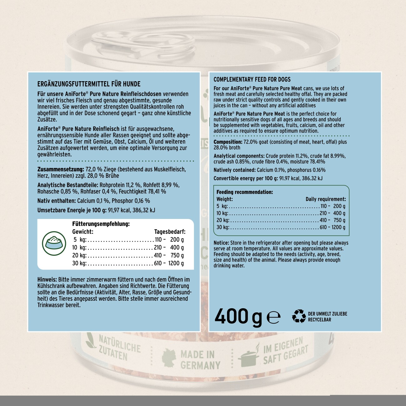 AniForte Nassfutter Ziege Pur 2,4 kg