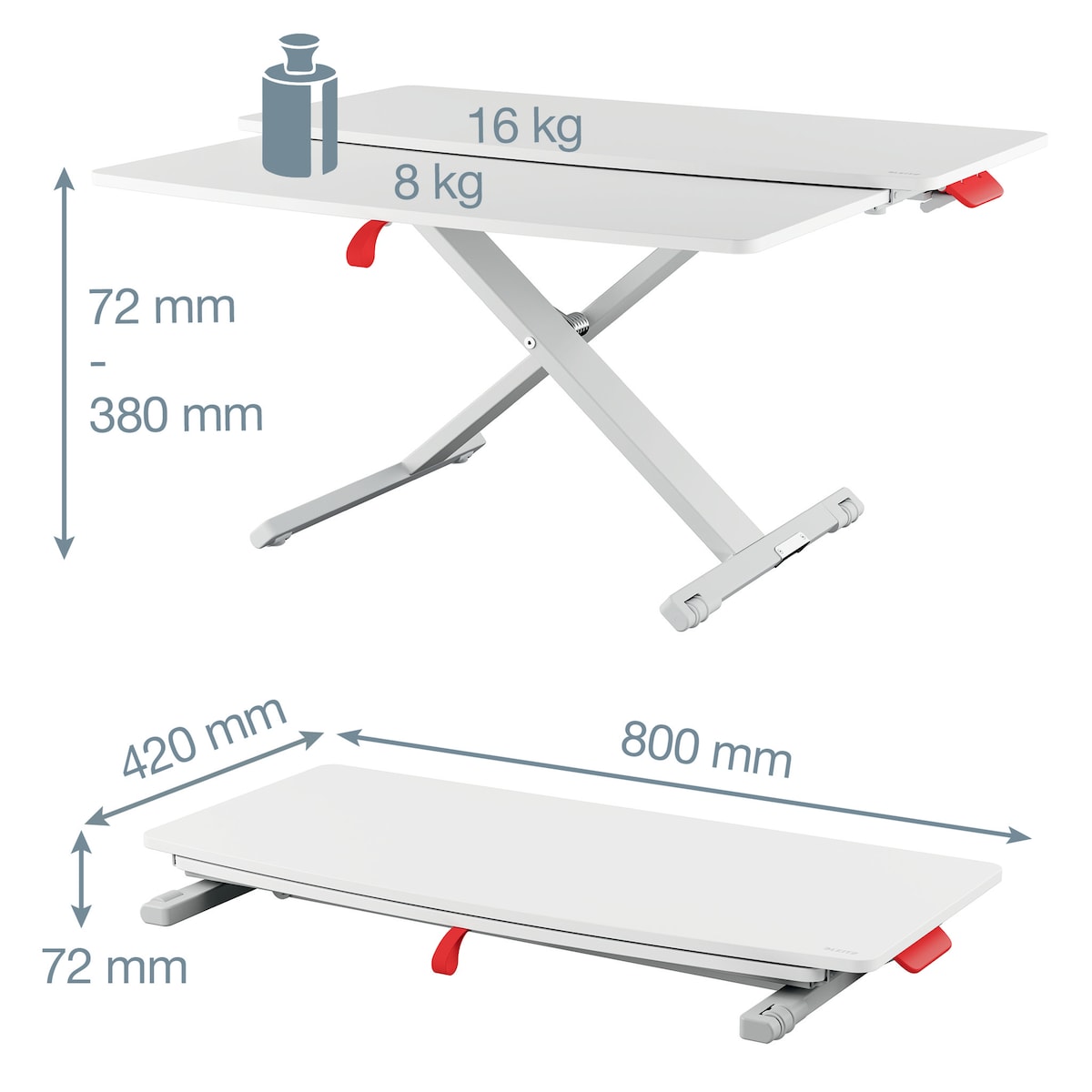 Leitz Ergo Cosy justerbart skrivebordstativ med skyveplate
