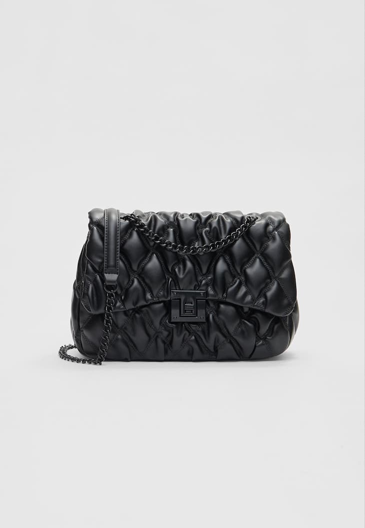 Bolsa transversal grande acolchoada em 3D